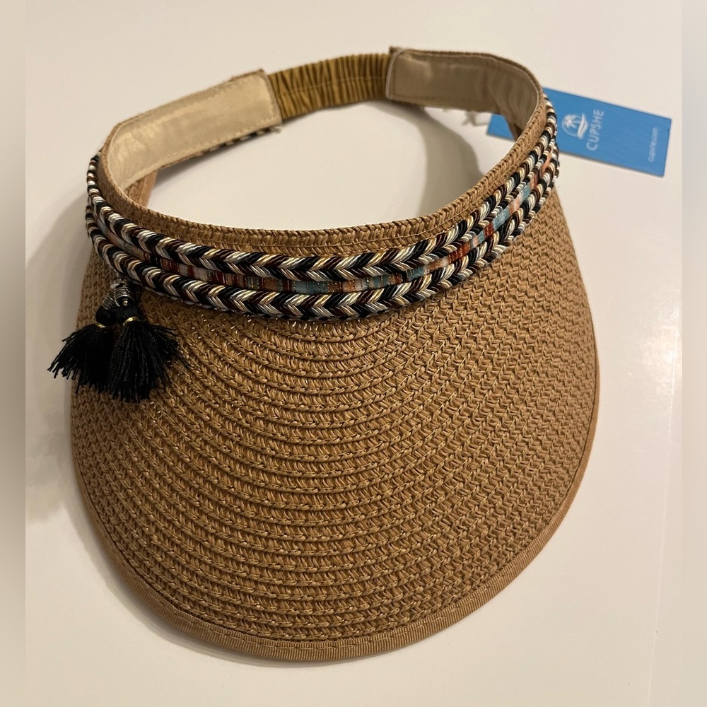 Cupshe Chevron Tassel Straw Visor Hat